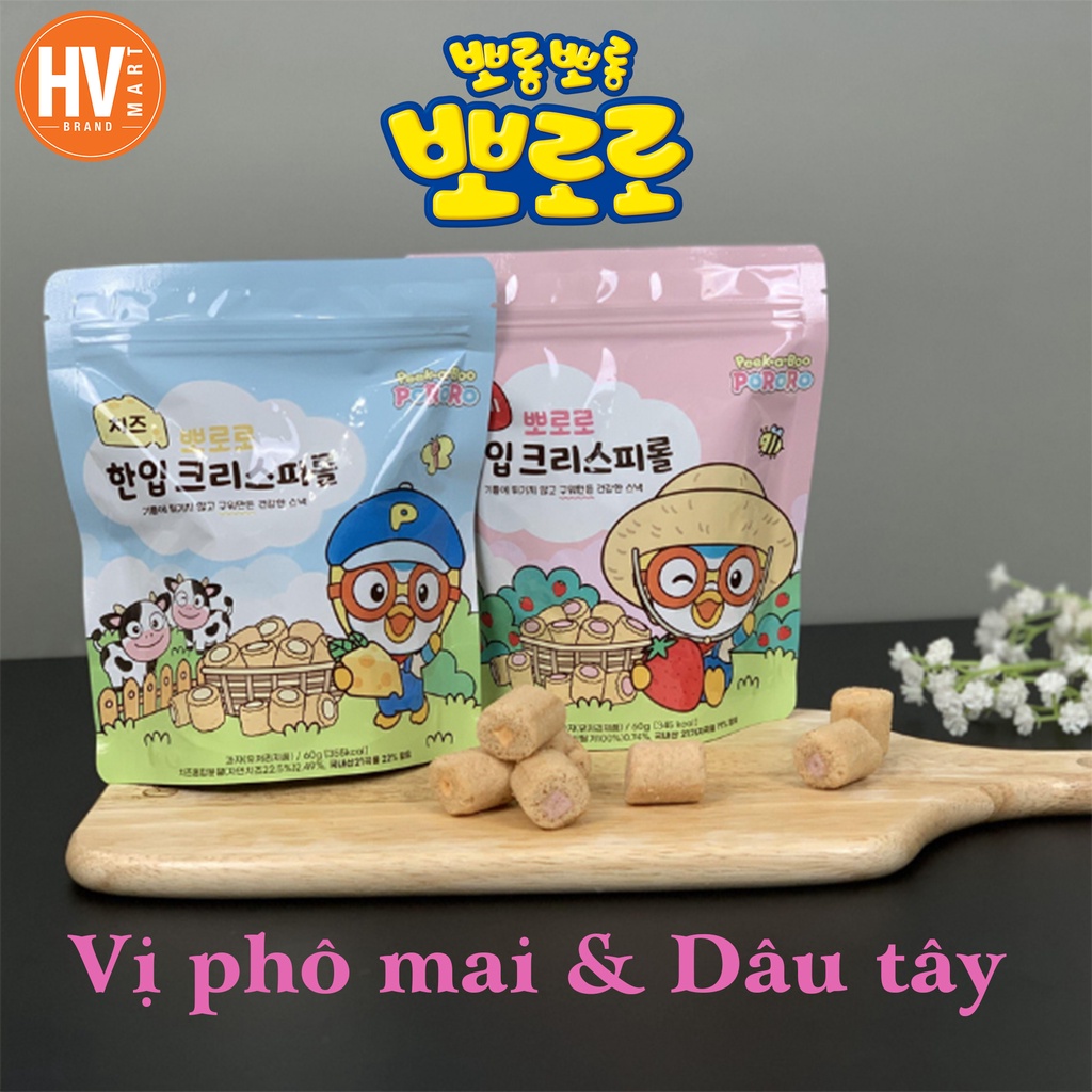 [Hàng Sale] Bánh Ngũ Cốc Cuộn Pororo Dâu Tây &amp; Phô Mai 60g