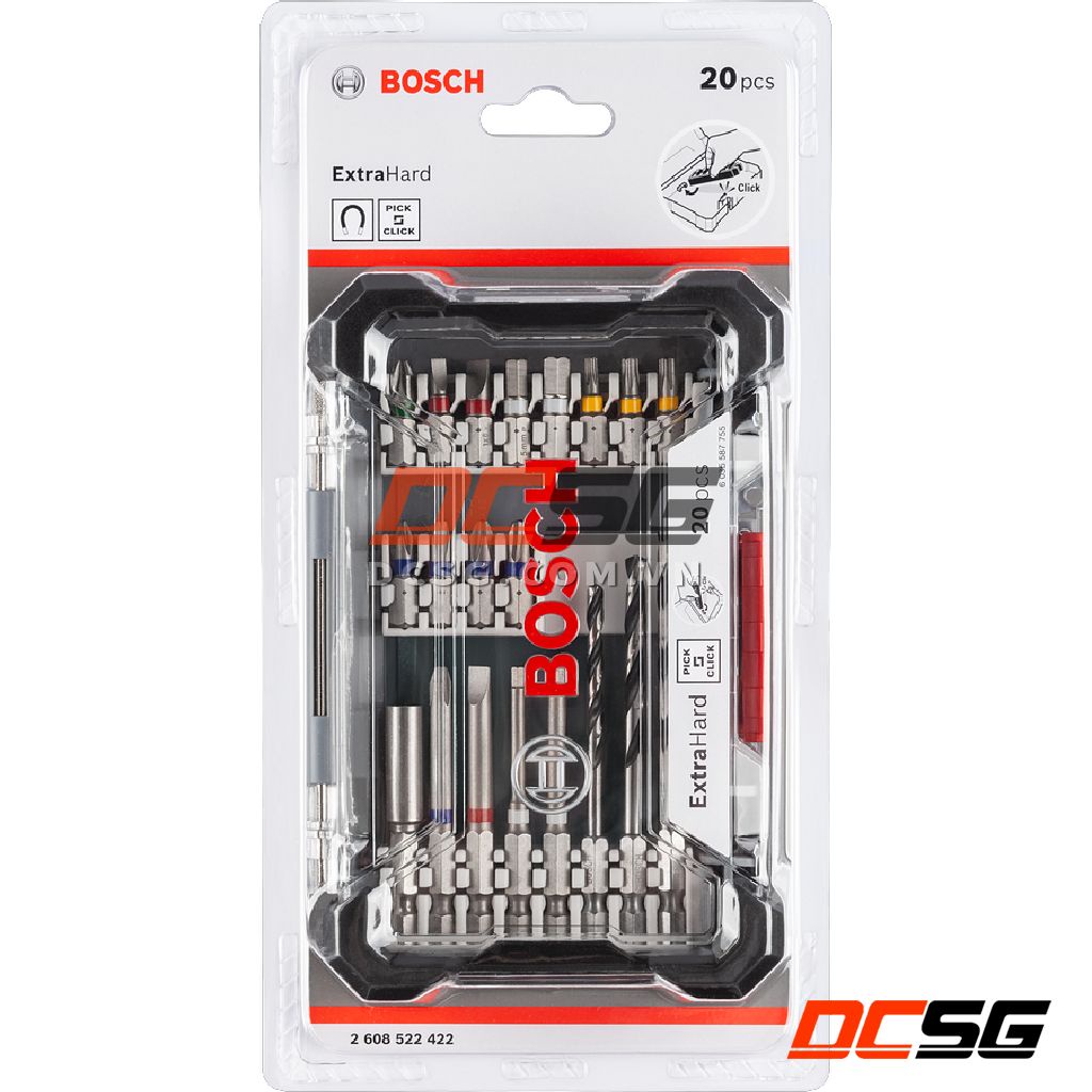 Bộ mũi khoan và vặn vít ExtraHard 20 chi tiết Bosch 2608522422 | DCSG