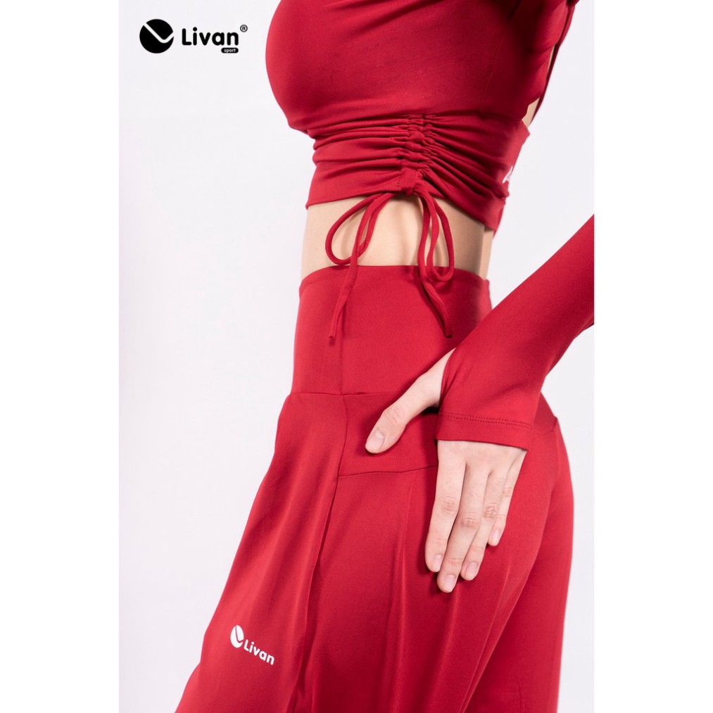 Bộ đồ tập nữ yoga croptop dài tay quần alibaba cao cấp Livan LV20212299