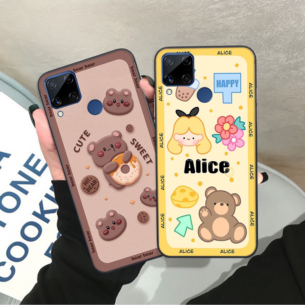 Ốp lưng Realme C15 in hình Gấu nâu - hồng, Gấu Be@rick  cực CUTE, DỄ THƯƠNG