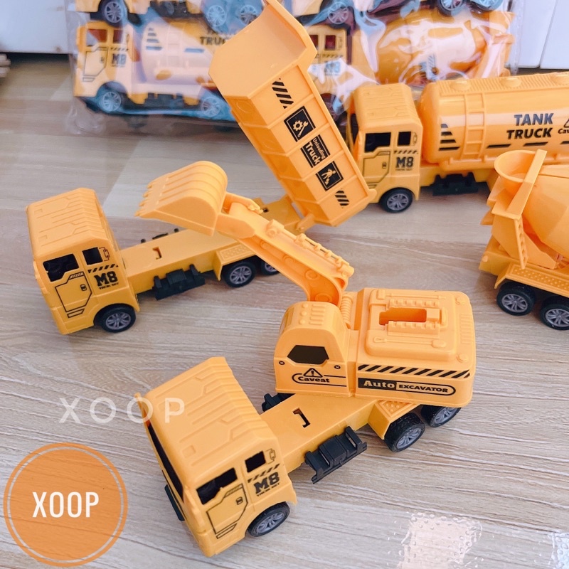 Đồ chơi xoop ! Sét 4 xe công trình tank truck cho bé