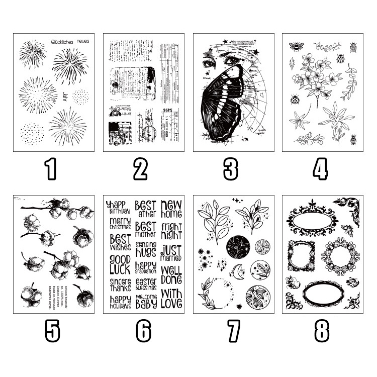 Con dấu silica gel trong suốt họa tiết cây cối vintage dùng để trang trí