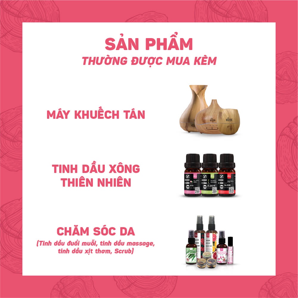 Tinh dầu Xông Gỗ Hồng Haeva Cao Cấp, 100% Thiên Nhiên, giảm căng thẳng, giúp ngủ ngon, Chai 10ml/30m/100ml