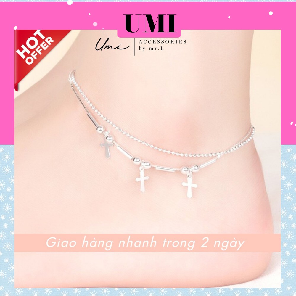 Lắc Chân Bạc 925 Dành Cho Nữ Thiết Kế Hình Chữ Thập Đan Xen Nhau UMI JL002