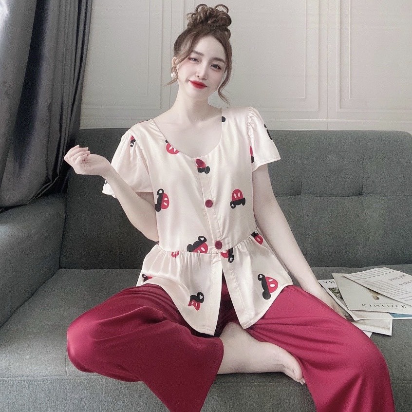 Bộ dài TN lụa latin phối cổ tròn BBD