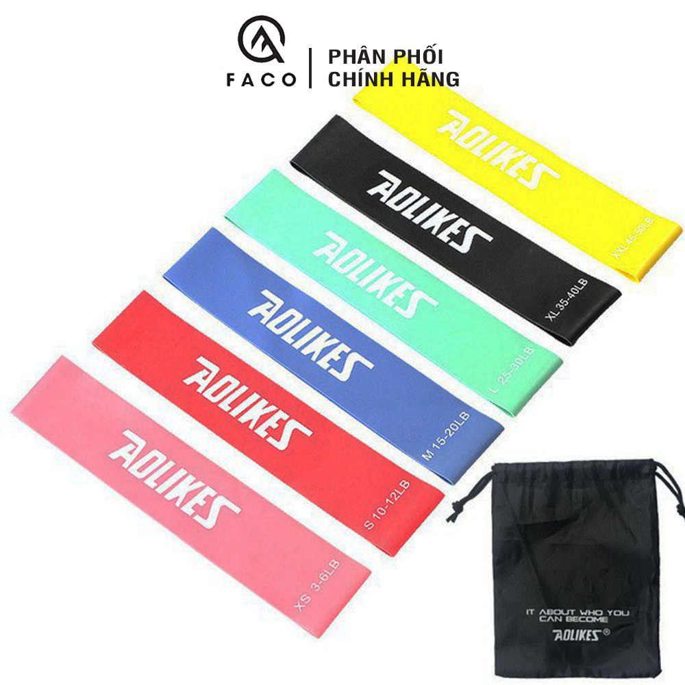 Bộ 6 Dây mini Band Dây cao su kháng lực Aolikes tập chân mông phụ kiện tập gym dây miniband aolikes Đồ Tập Gym Nữ