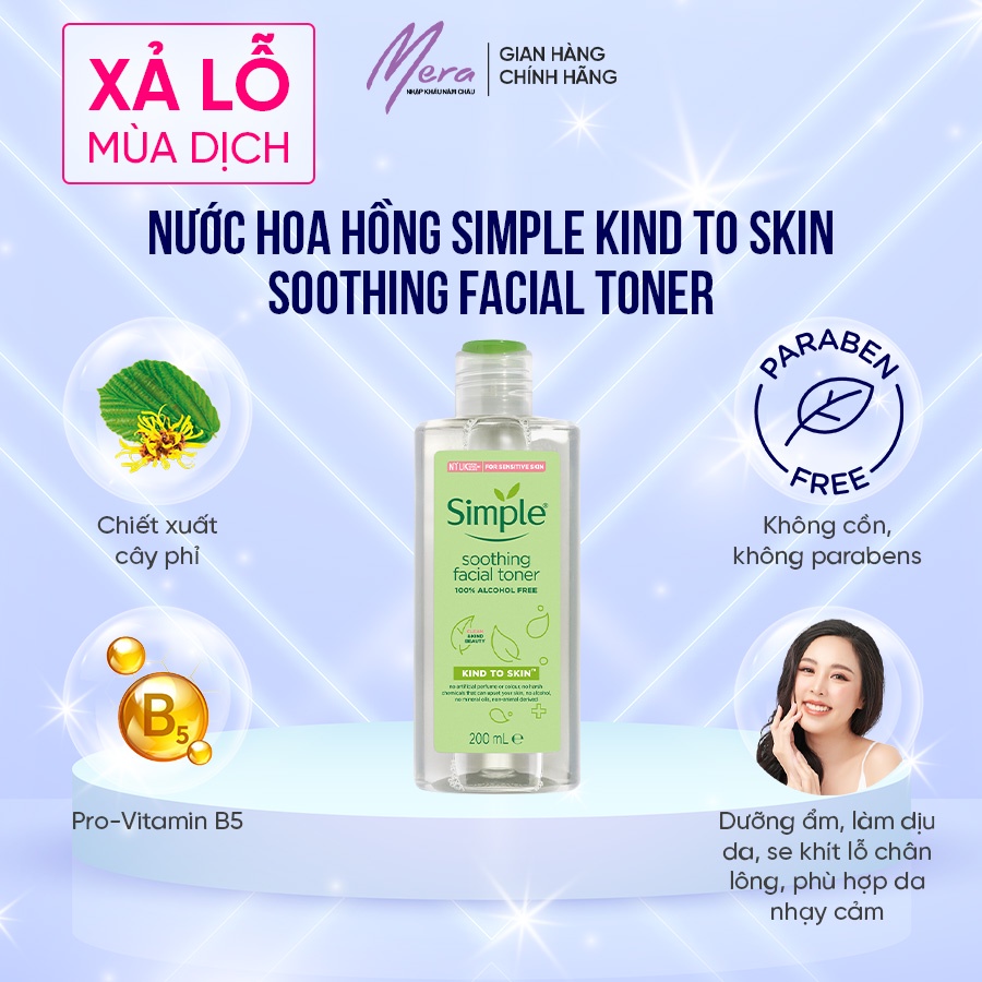 [MẪU MỚI] Nước hoa hồng Simple Kind to Skin Soothing Facial Toner 5.0