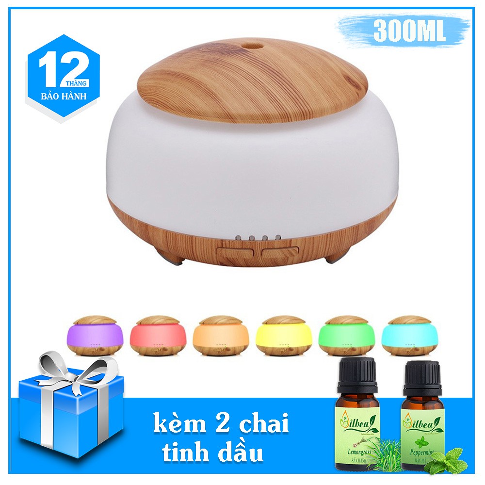 Máy phun sương tạo ẩm hình nấm 300ml tặng kèm 2 tinh dầu 10ml