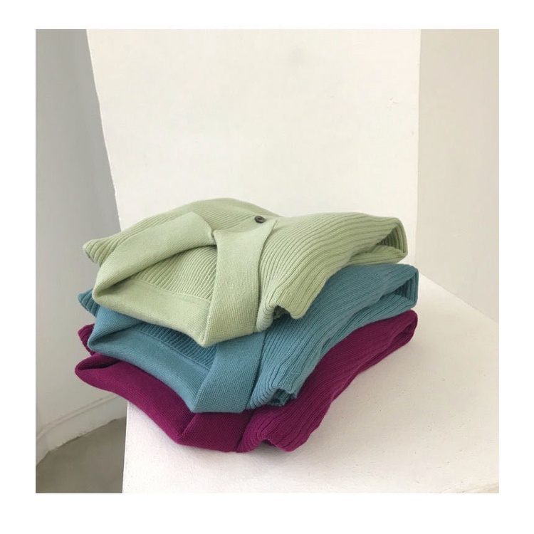 Áo khoác cardigan dệt kim cổ polo dáng ôm thời trang thu đông dành cho nữ