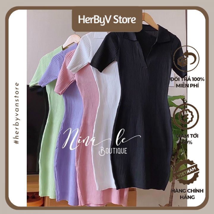 Váy Body Len Tăm Tay Ngắn Kiểu Dáng Hàn Quốc Siêu Đẹp Màu Sắc Đa Dạng, HerbyV Store 💖 | BigBuy360 - bigbuy360.vn