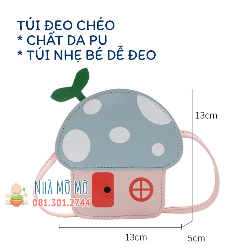 Túi đeo chéo hình cây nấm cho bé - túi đựng lì xì siêu dễ thương cho bé Nhà Mỡ