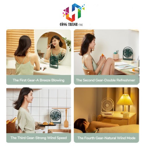 [Hàng Chính Hãng] Quạt để bàn không dây JISULIFE dung lượng pin 4000mAh 4 tốc độ xoay 330 độ tiện dụng | BigBuy360 - bigbuy360.vn