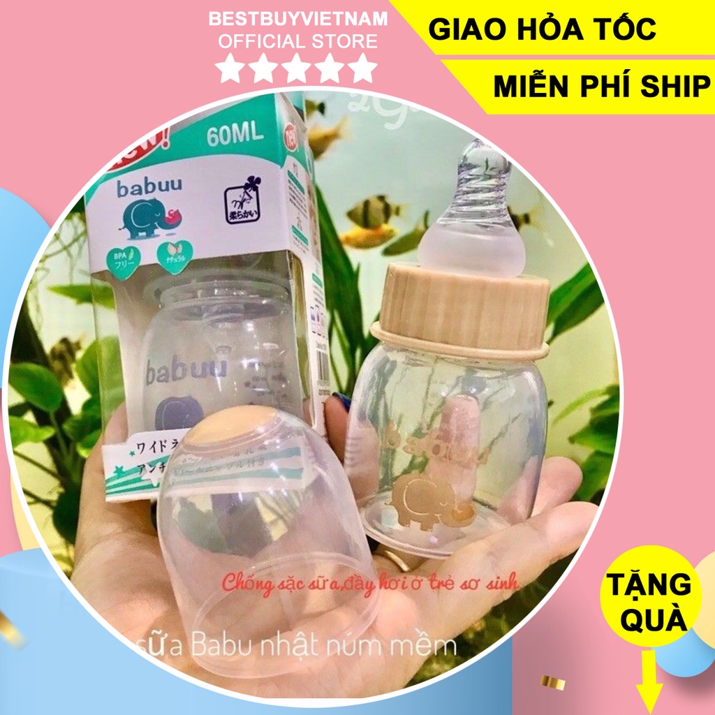 Bình sữa sơ sinh 60 ml Babuu nhật bản