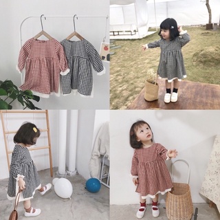 [XẢ KHO 3 NGÀY] Váy kẻ caro đỏ đen cho bé gái từ 1-5 tuổi