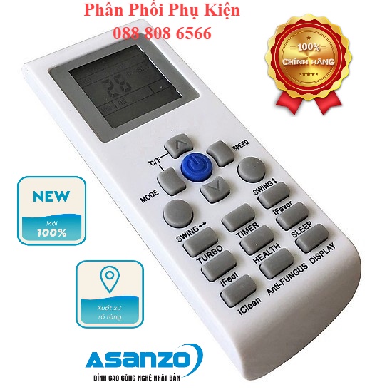 Điều khiển điều hòa máy lạnh điều hòa Reetech mẫu mới  - Asanzo nút xanh, Funiki nút xanh TỐT