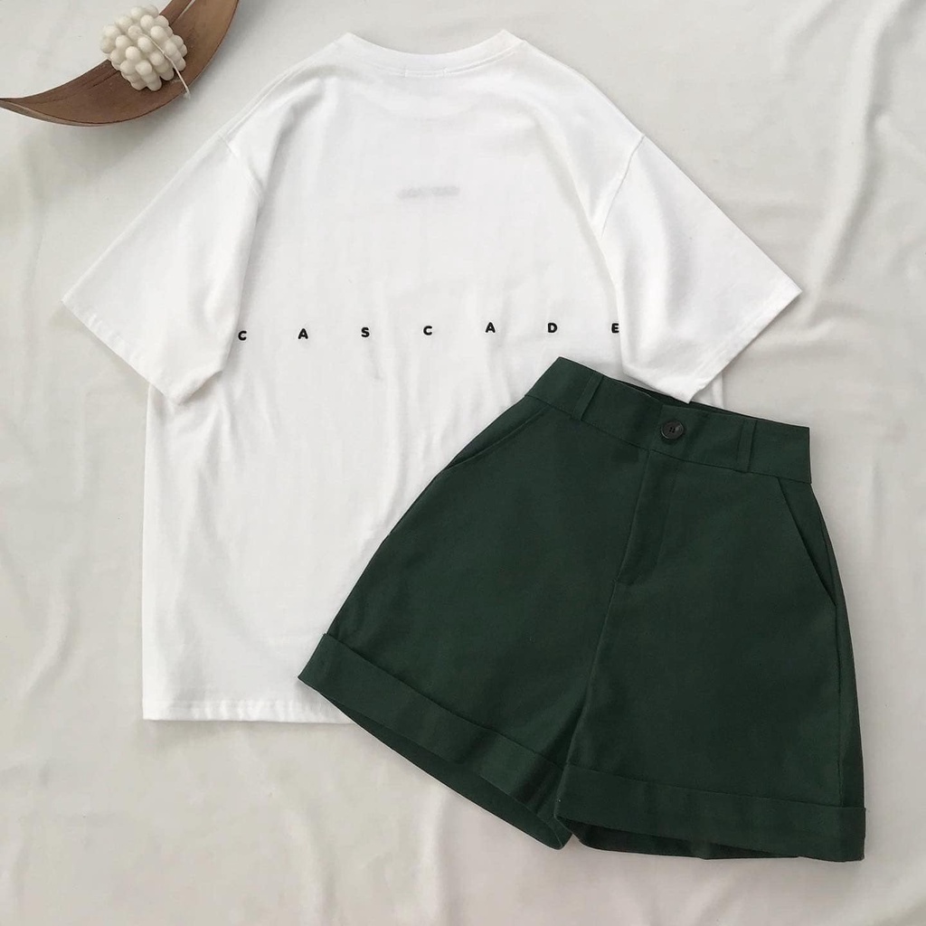ÁO THUN NỮ TAY LỠ FORM RỘNG UNISEX THÊU CHỮ CASCADE TRƯỚC SAU MÀU BE MÀU TRẮNG SIÊU MÁT CỰC TREND HADI HOT HIT