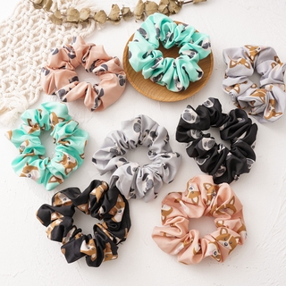 Hoạt Hình Mới In Hình Chó Dây Buộc Tóc Nữ Cao Su Tóc Bé Gái Dễ Thương Scrunchies Phụ Kiện Tóc