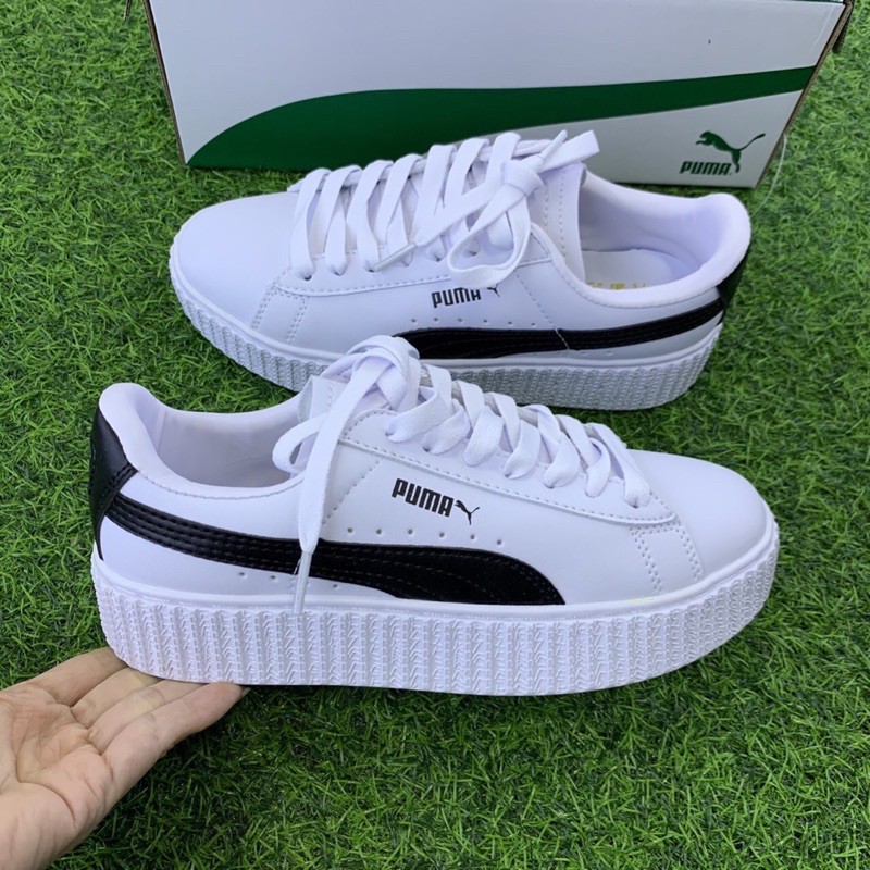 [Hot Trend - giảm giá]Giày thể thao Sneakers nữ Puma PTS, Puma trắng vạch đen bản trung đẹp