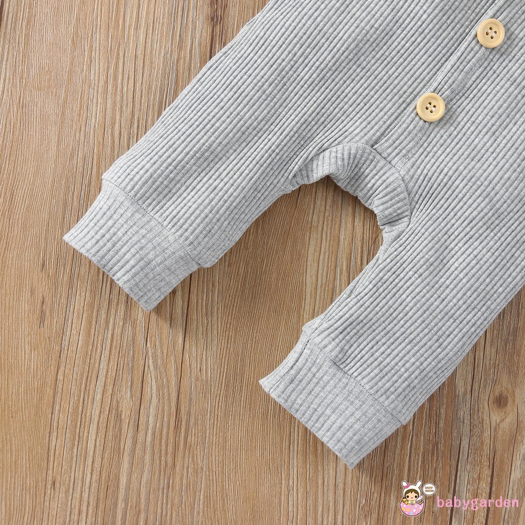 Áo liền quần dài tay cổ tròn màu trơn kèm mũ thời trang xuân thu cho bé trai 0-24 tháng