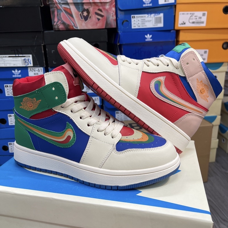 GIÀY JD1 MID MIXED TEXTURE BLUE DA THẬT LAI AU
