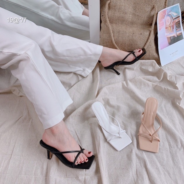 Guốc xỏ ngón gót nhọn 5cm