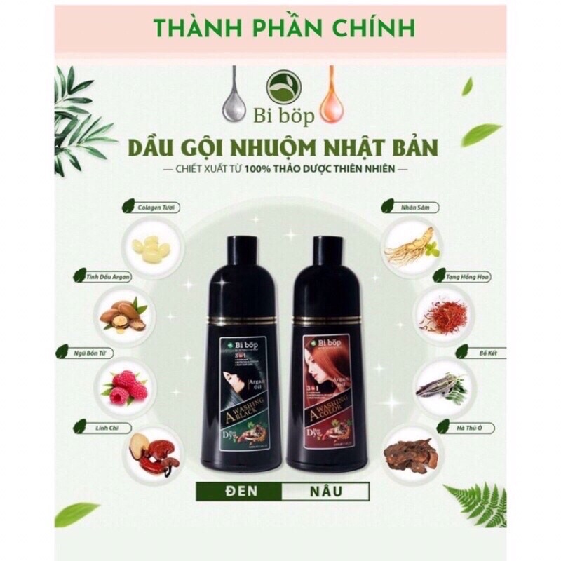 {Tặng kèm quà} Dầu gội đen nâu tóc gội nhuộm phủ bạc tóc nhanh tiện lợi