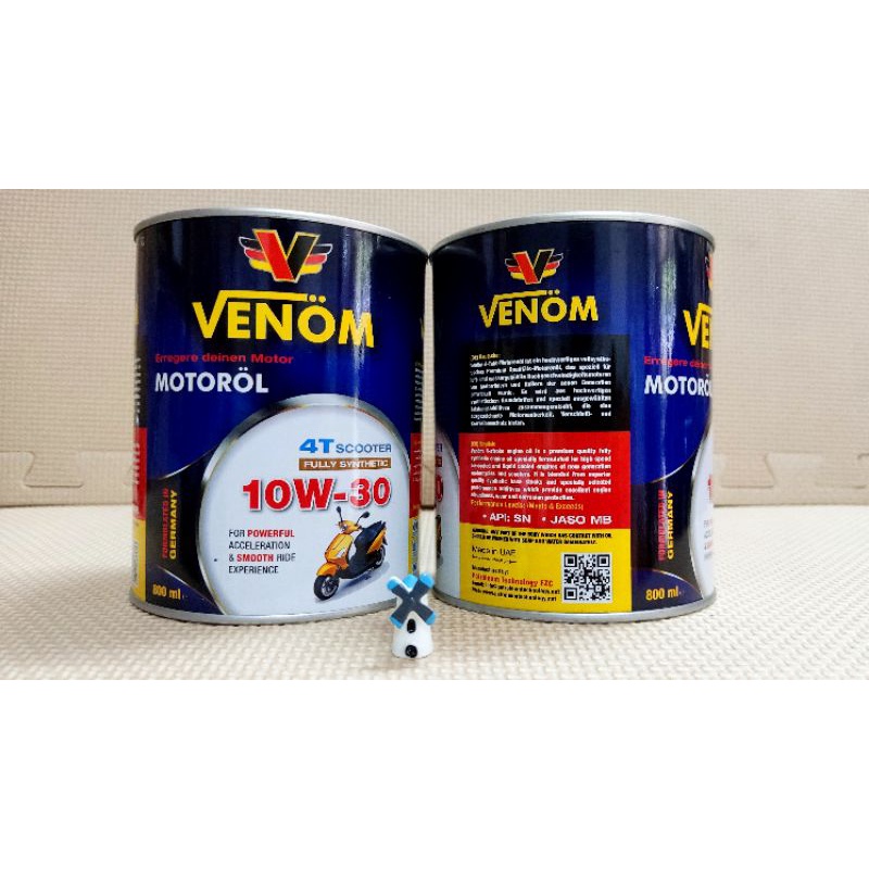 Nhớt 100% Tổng Hợp Venom 10W30 Jaso MB/Api SN 800ml