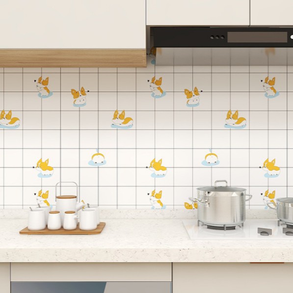 Decal dán tường bếp CHÓ VÀNG khổ rộng 60cm ( giá bán 1 mét dài tới )