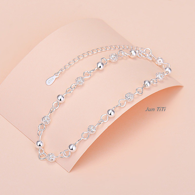 Lắc Tay,Vòng Tay Bạc Xi Nữ Cao Cấp Phong Cách Hàn Quốc Cầu Rỗng,Lắc Tay Giá Rẻ Cực Xinh.