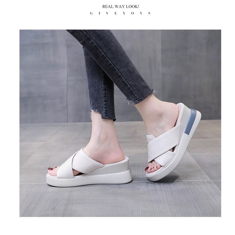 dép lê độn đế quai chéo êm chân tăng chiều cao mẫu mới 2022