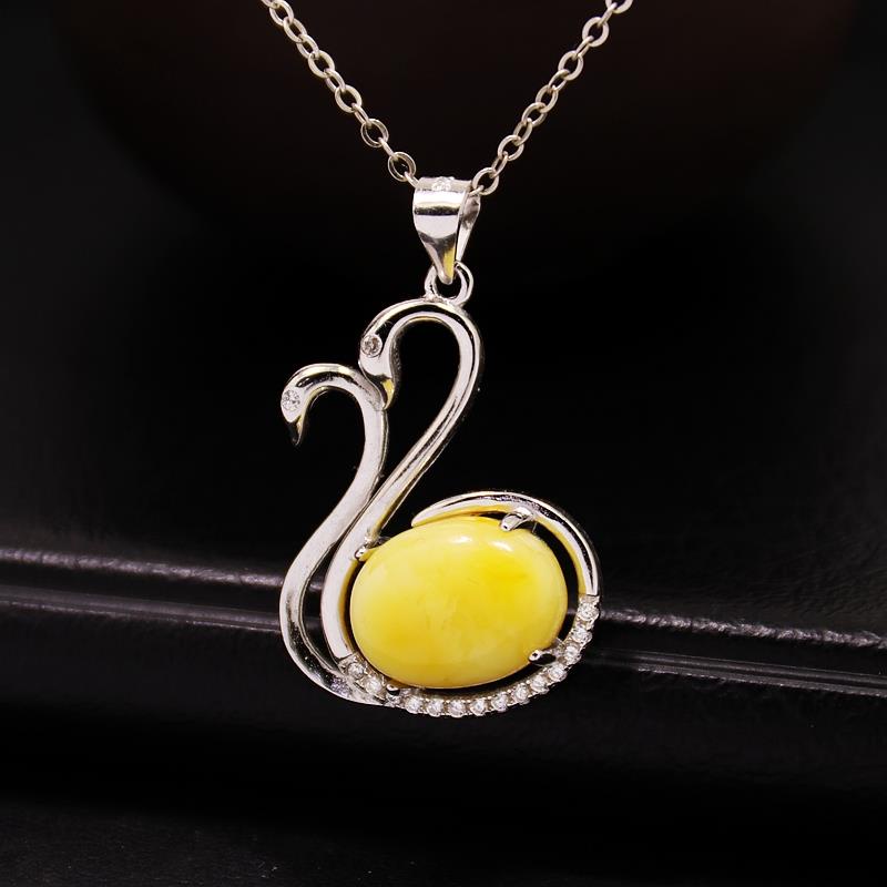 Giảm Giá Mặt Dây Chuyền Rỗng Bằng Bạc Sterling S925 Hình Thiên Nga Đính Đá Ngọc Lam 10 * 12 Cho Nữ
