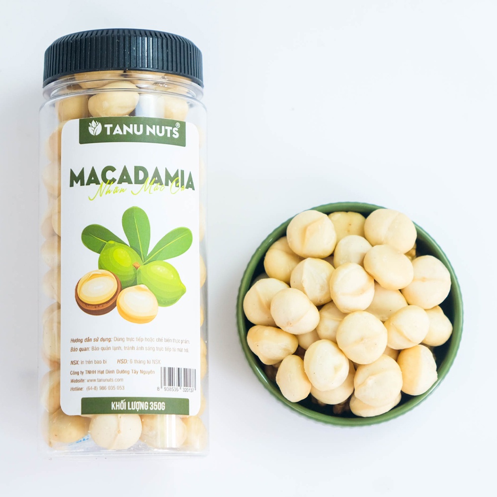 Nhân hạt macca tách vỏ TANU NUTS Macadamia Tây Nguyên giàu dinh dưỡng, tốt cho phụ nữ mang thai 350g/500g