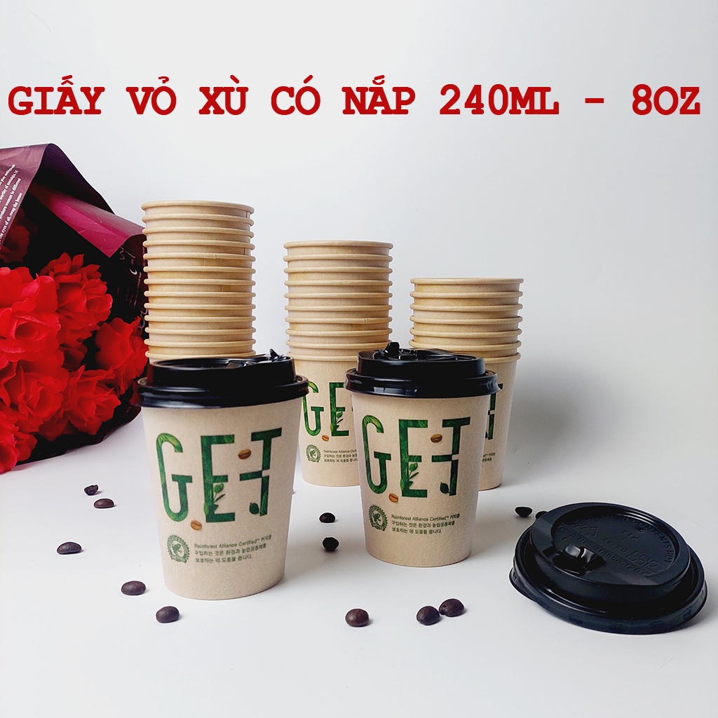 50 chiếc cốc giấy cafe nắp đen siêu đẹp NHẬP KHẨU HÀN QUỐC