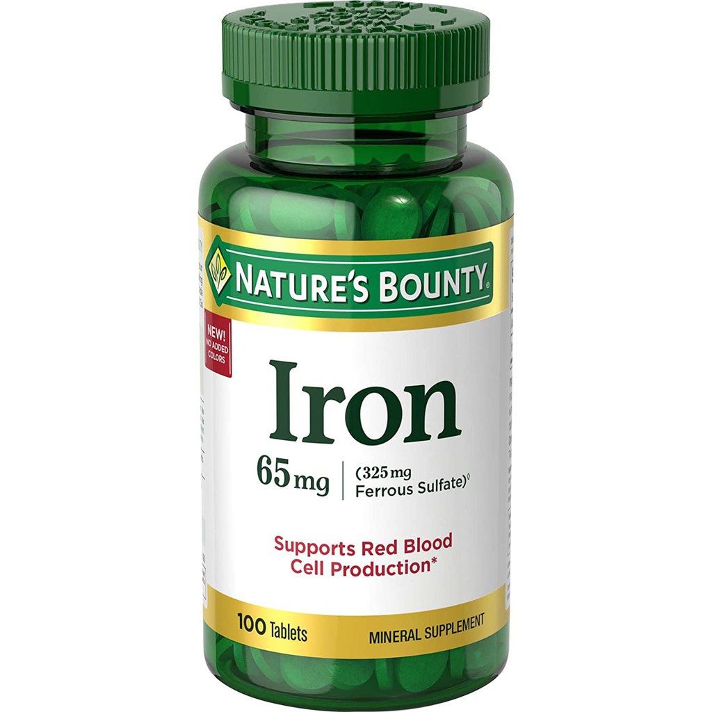 [DATE 8/2023] Nature's Bounty Iron 65mg Tablets 100 VIÊN