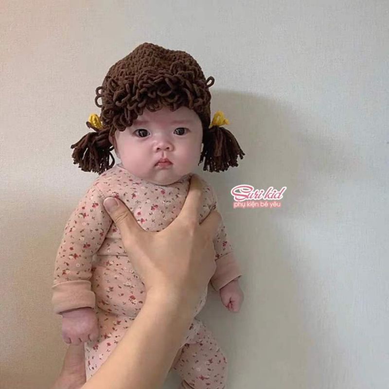Nón bím tóc 2 bên có mái cho bé, mũ xinh bé gái