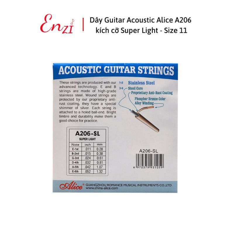 dây đàn guitar Alice A206 size SL 11 chính hãng