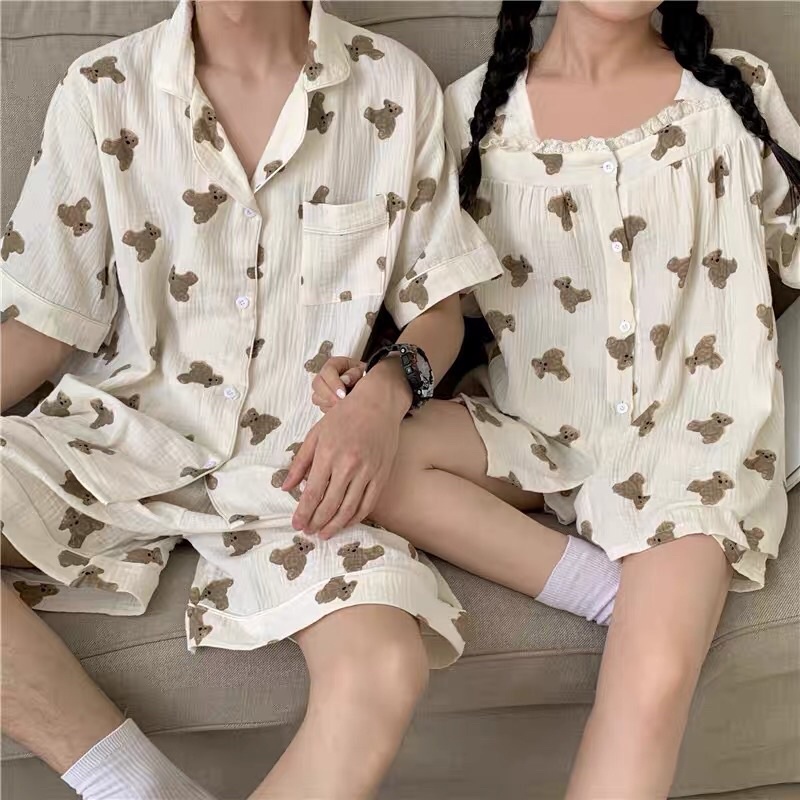 giá gốc SĂN SALE SET BỘ PIJAMA XÔ GẤU COUPLE NAM NỮ NGẮN TAY DÀI TAY rẻ nhất shopee