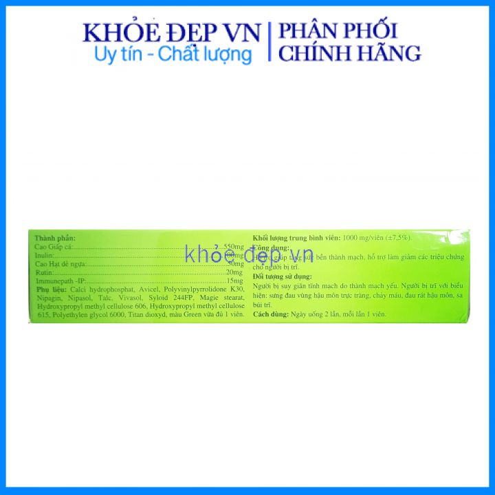 Viên uống diếp cá thảo dược giảm táo bón hỗ trợ giảm trĩ nội trĩ ngoại , giúp giảm nhiệt miệng mụn nhọt mẩn ngứa 30 viên