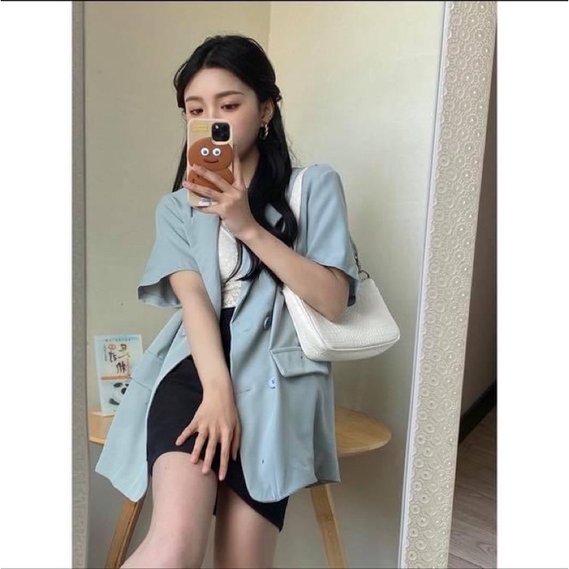 Áo khoác vest blazer tay ngắn vạt bầu trơn cao cấp - Order taobao quảng châu