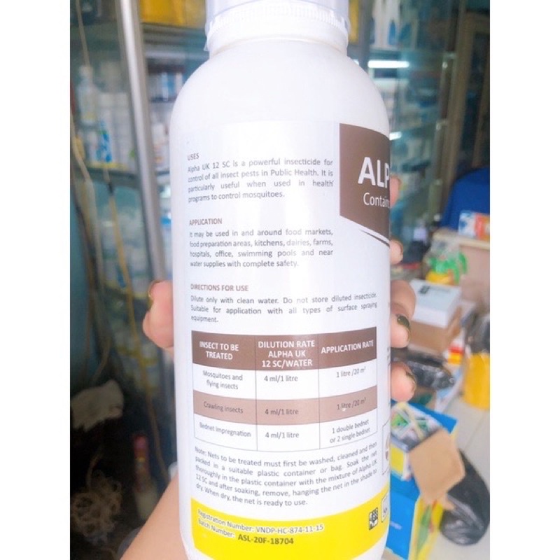 Thuốc diệt côn trùng nhập khẩu Anh quốc alpha uk 12sc Không mùi chai 1000ml