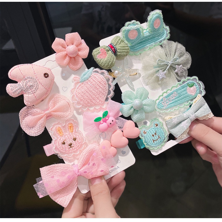 Set 8 Kẹp Tóc Vải Len Thêu Nơ Hoa Xinh Xắn Phong Cách Hàn Quốc Nhiều Màu Vintage Dùng Được Cho Cả Mẹ Và Bé