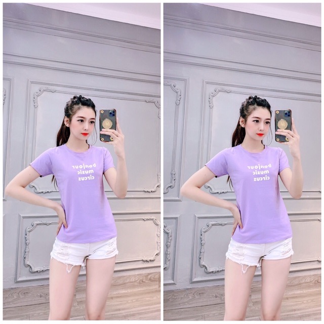 ÁO THUN THÁI BODY NỮ CỔ TRÒN TAY NGẮN IN CHỮ