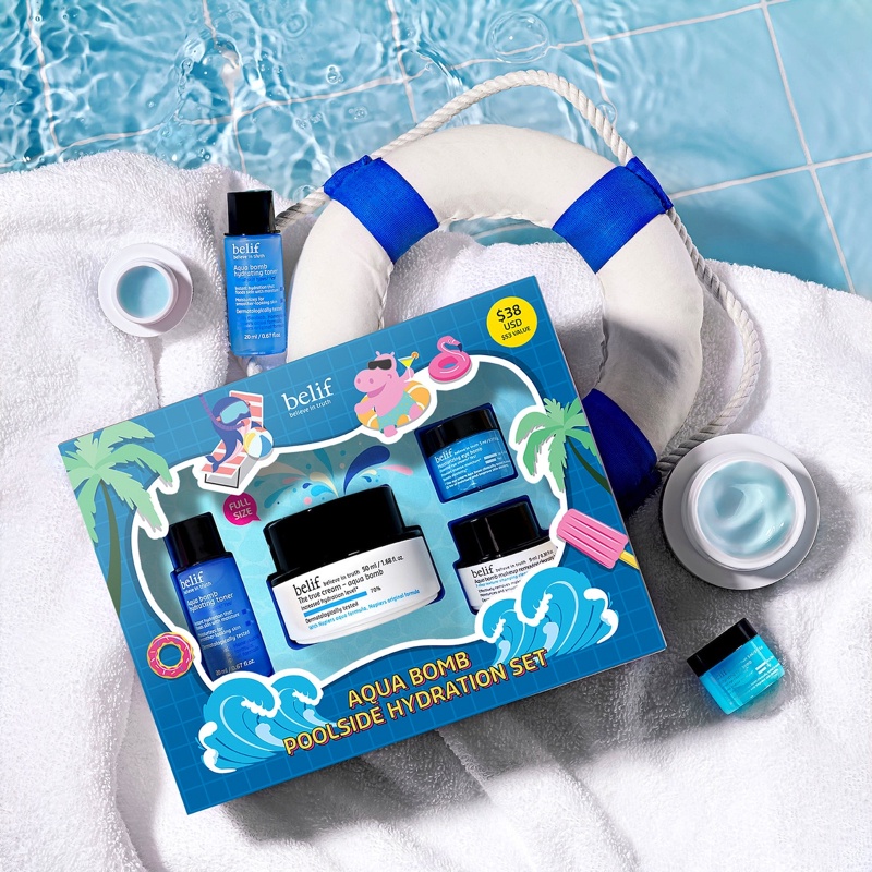 🔥 HOT - Fullset 🔥 Bộ dưỡng da BELIF Aqua Cica Bomb Burst Of Soothing Hydration Set / Aqua Bomb Poolside Hydration Set