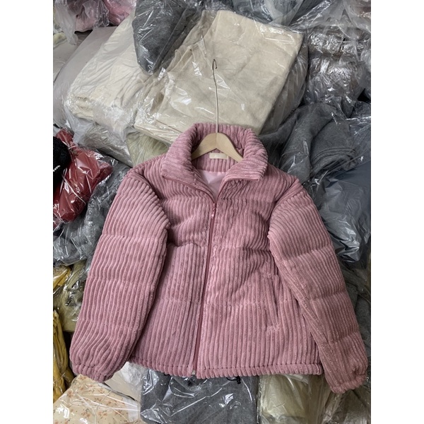 Áo khoác phao nữ ⚡FREESHIP⚡ Áo phao nhung tăm dáng ngắn phom rộng hàng Quảng Châu loại 1, siêu ấm áp