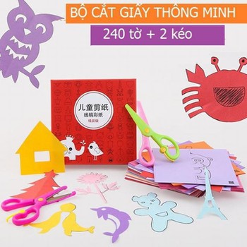 Bộ Cắt Giấy Thủ Công Kèm 2 Kéo An Toàn Cho Bé Sáng Tạo