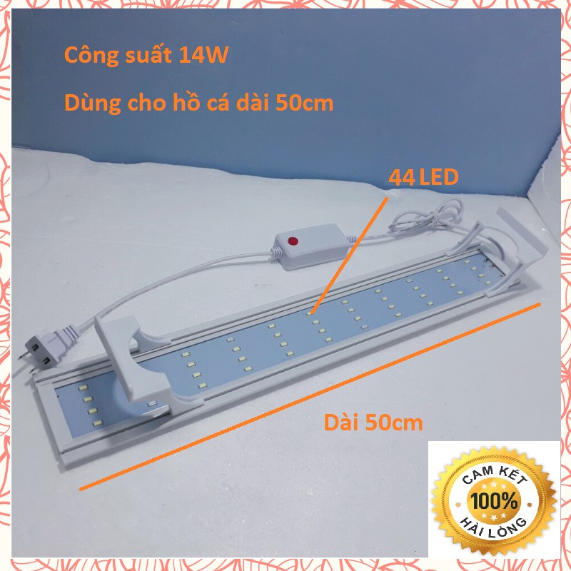 Đèn LED cho hồ cá dài 50cm trắng 4 hàng led chân đèn đẹp