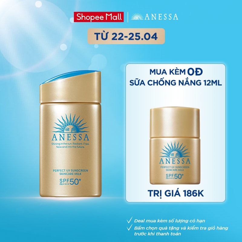 [Mã COSSBDCPC1 -8% ĐH250k]Sữa chống nắng dưỡng da bảo vệ hoàn hảo Anessa Perfect UV Sunscreen Skincare Milk 60ml _16152