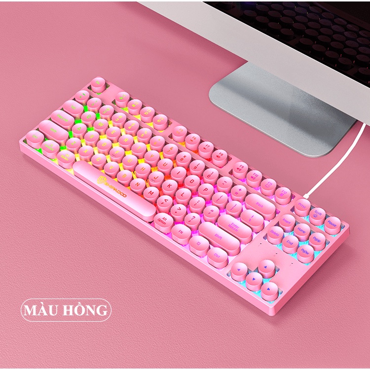 Bàn phím giả cơ SHIPADOO K87 nút tròn với thiết kế mini nhỏ gọn có đèn led 7 màu cực đẹp