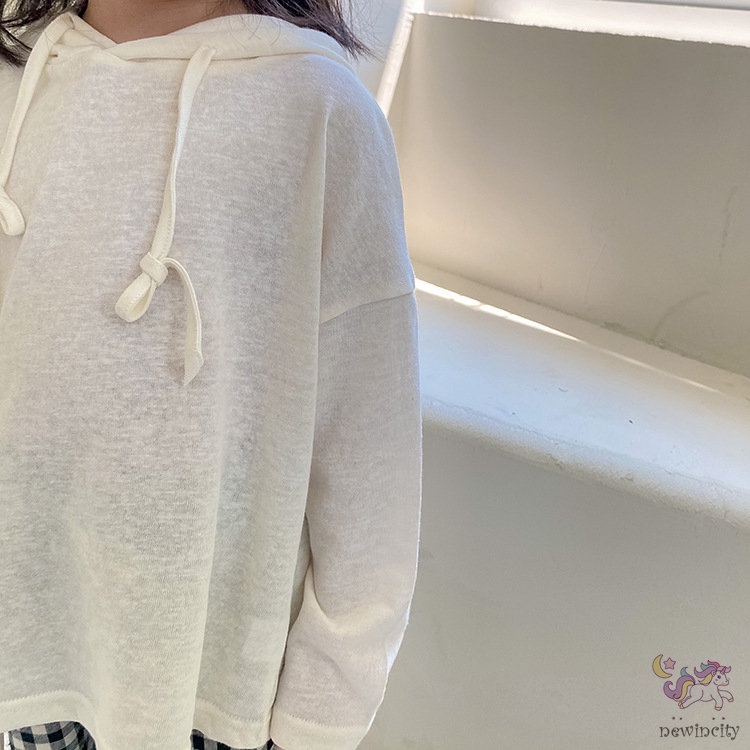 Áo hoodie cotton màu sắc xinh xắn đơn giản dành cho bé gái