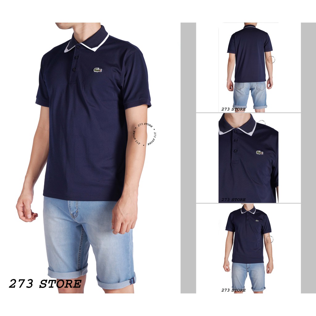 Áo Polo Nam Vải Cotton Cá Sấu Cao Cấp Phối Viền Cổ Tam Giác Trẻ Trung Lịch Lãm